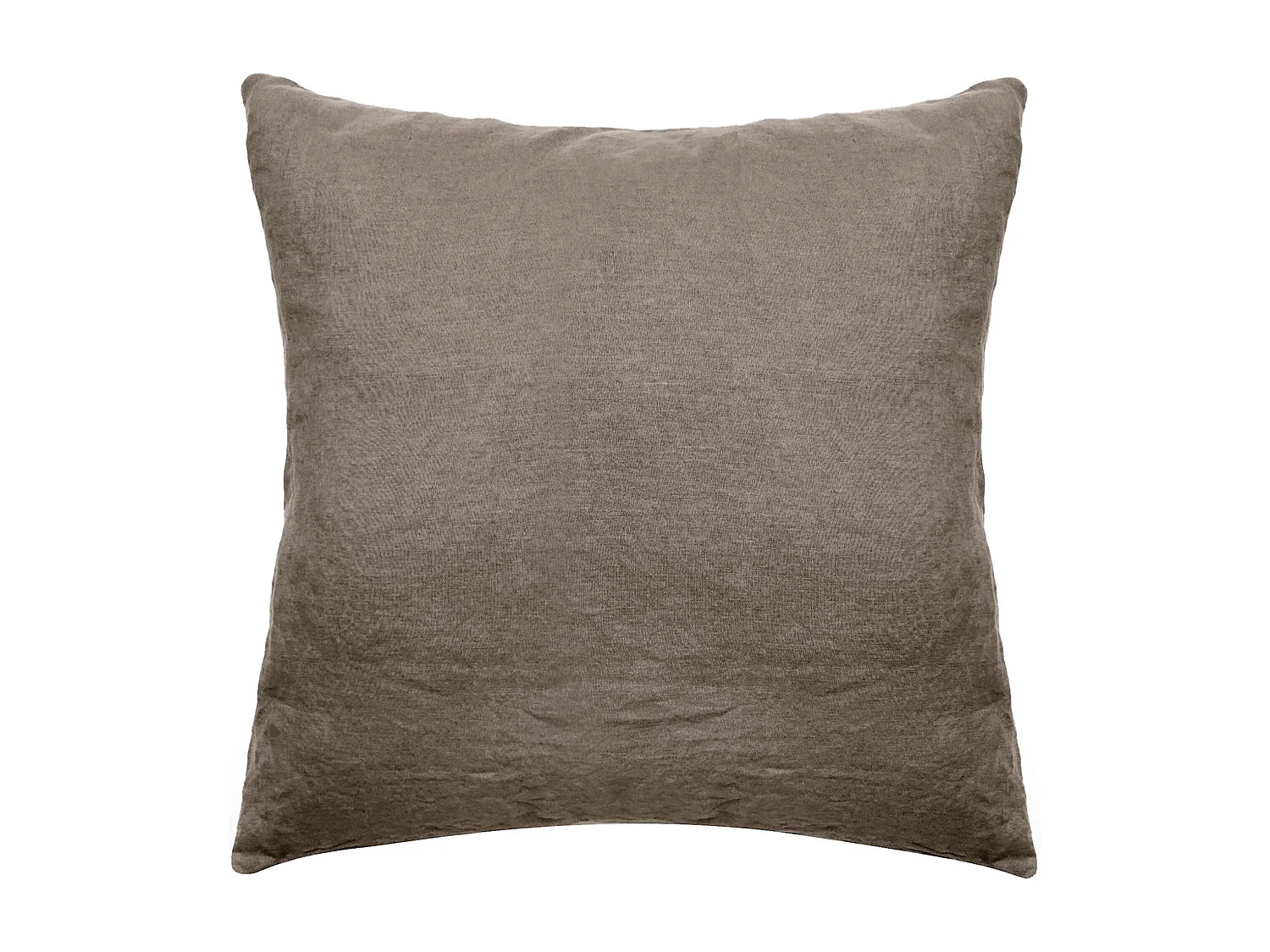 Taie d'oreiller 65x65 cm pur coton lavé PALACE marron tabac