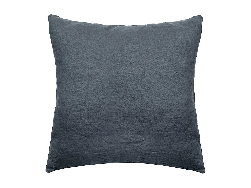 Taie d'oreiller 65x65 cm pur coton lavé PALACE noir granit