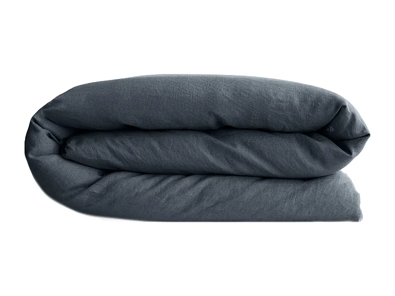 Housse de couette PALACE pur coton lavé 260x240 cm uni noir granit