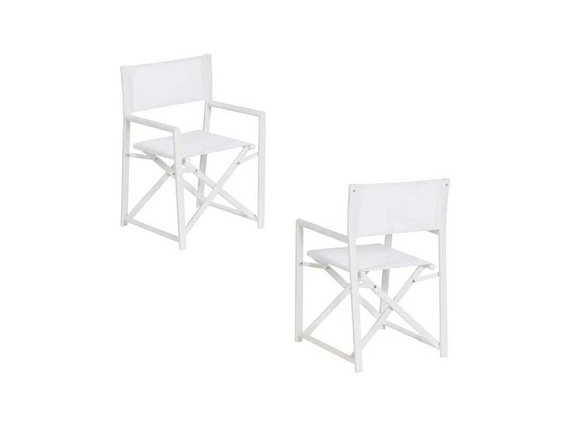 Duo de fauteuils de jardin pliants aluminium Blanc - DIRLO