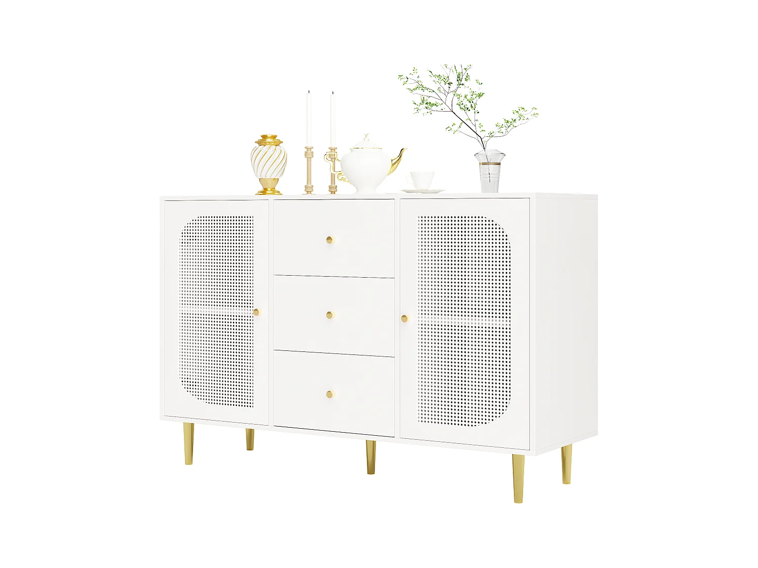 Tampão 2 portas e 3 gavetas - em MDF - Branco