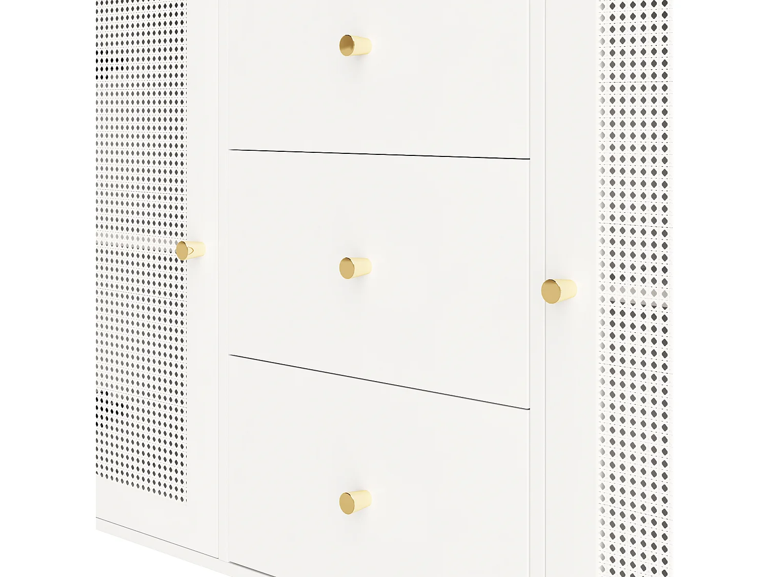 Buffet 2 portes et 3 tiroirs - en MDF - Blanc