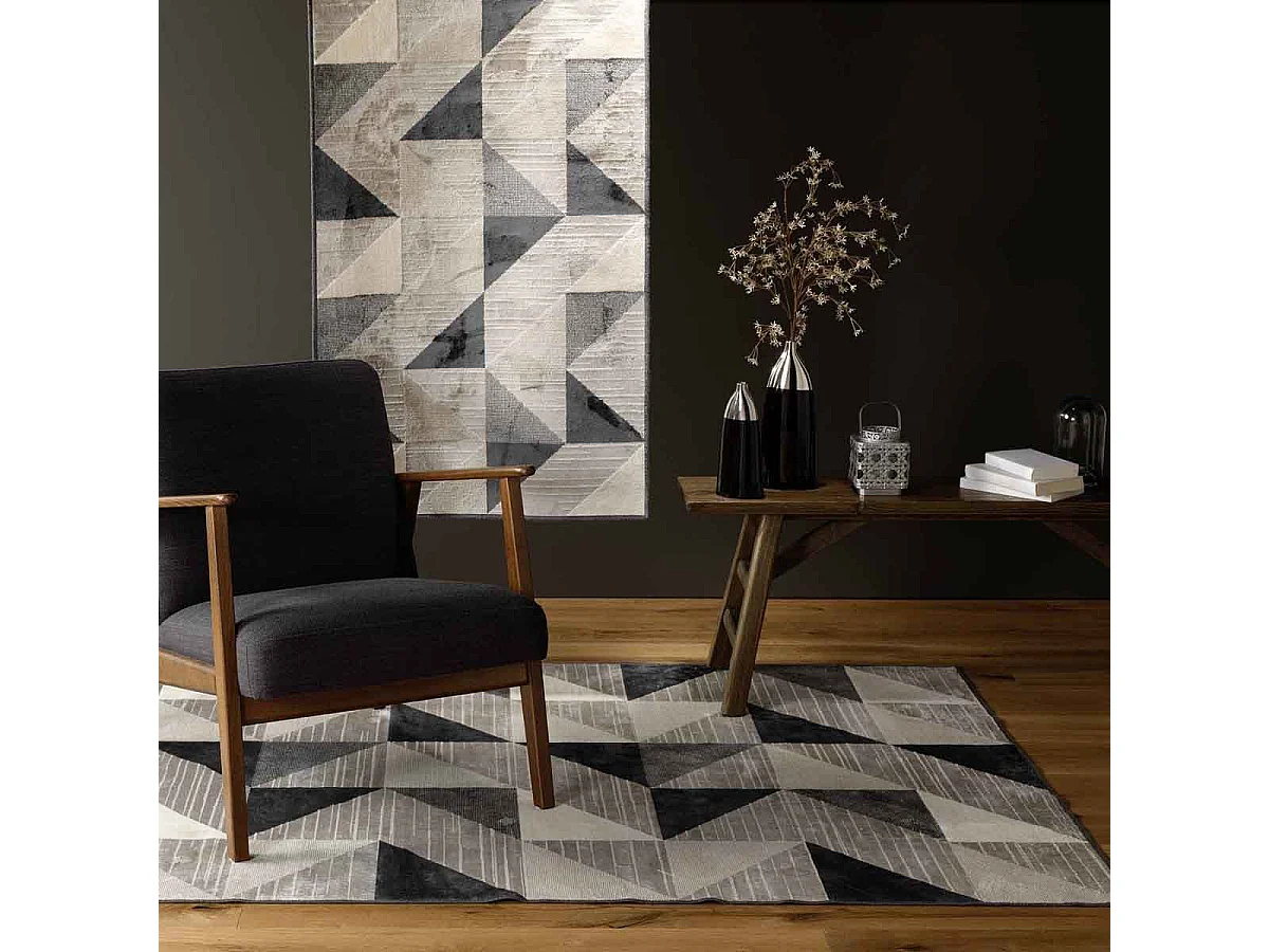 Tapis Déco Tissé "Graphic" 140x200cm Naturel