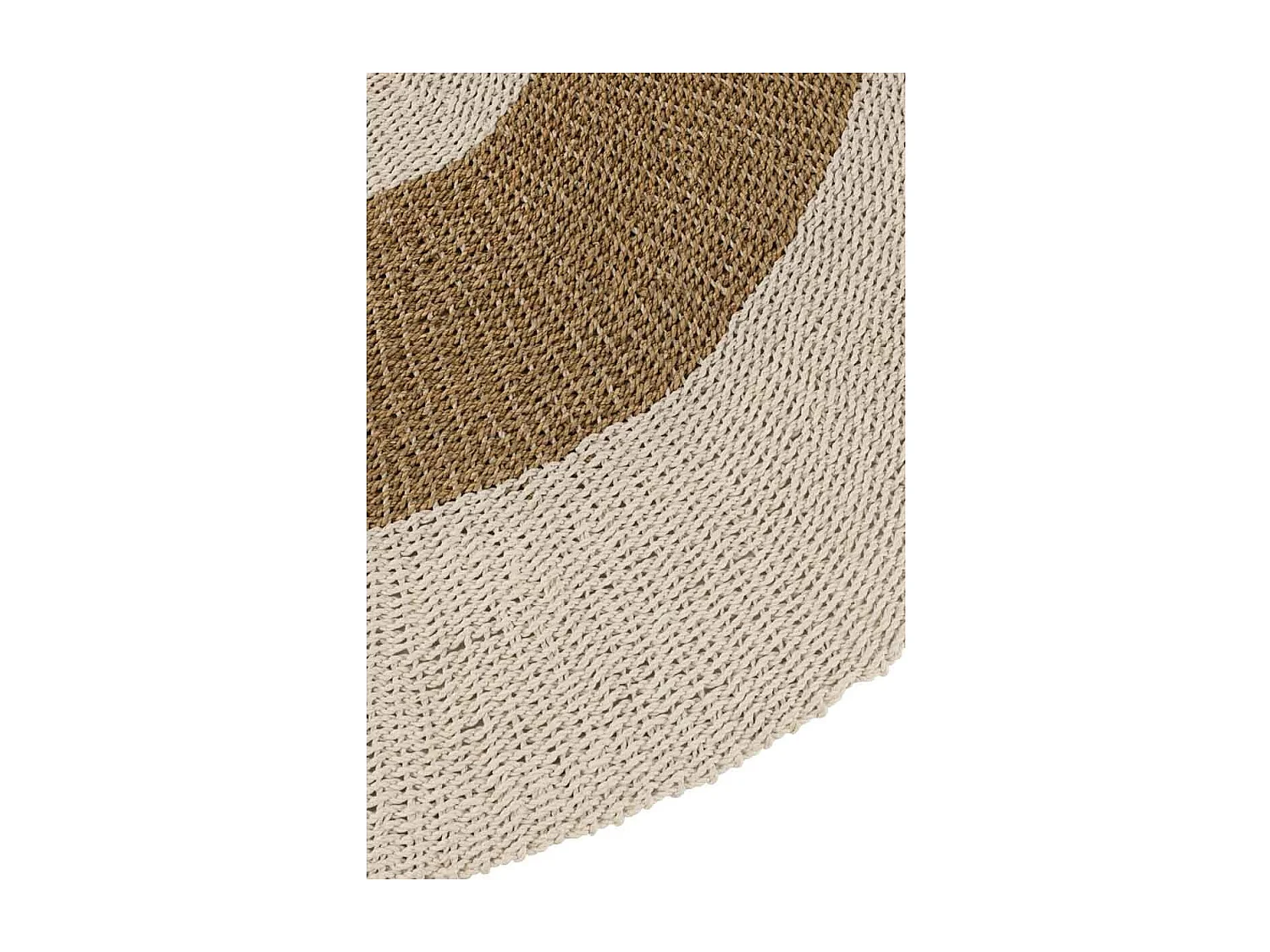 Tapis Rond Déco "Zostère" 197cm Blanc & Naturel