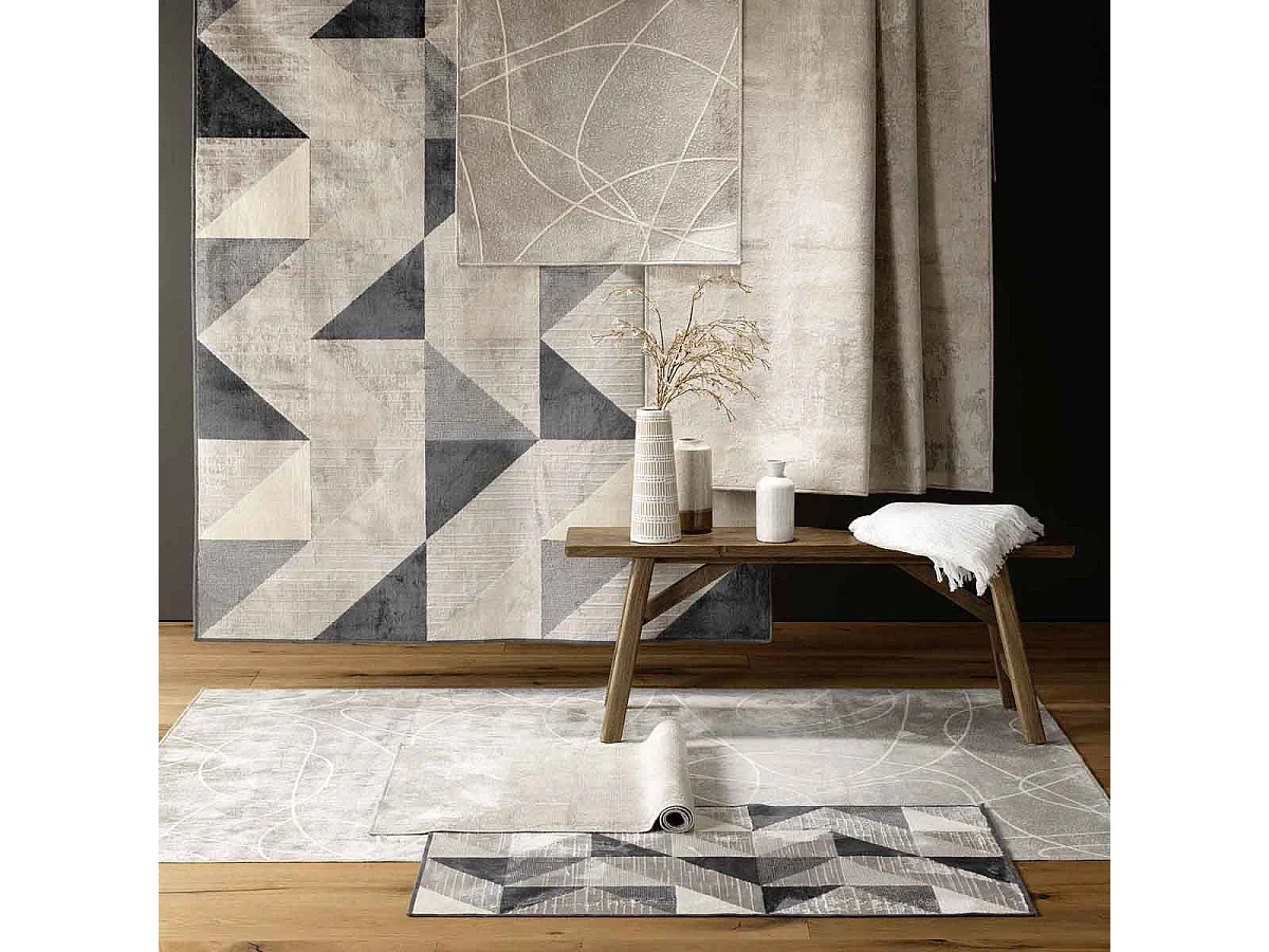 Tapis Déco Tissé "Graphic" 68x110cm Naturel