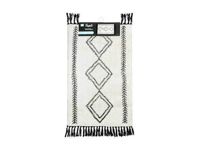 Tapis de Bain à Franges "Freya" 50x80cm Blanc