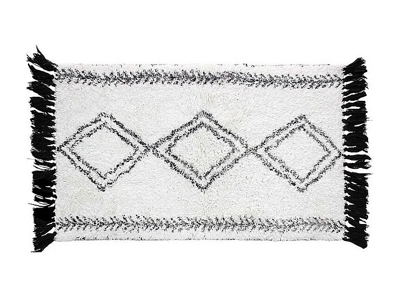 Tapis de Bain à Franges "Freya" 50x80cm Blanc