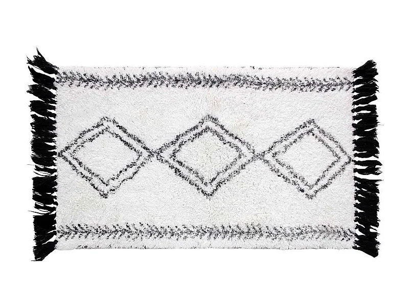 Tapis de Bain à Franges "Freya" 50x80cm Blanc