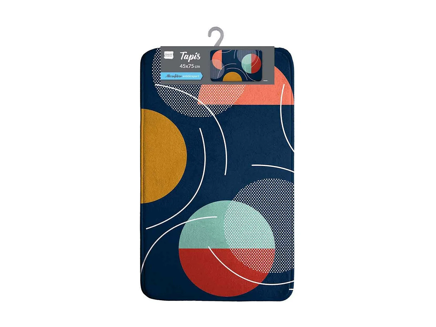 Tapis de Bain Imprimé "Color Pop" 45x75cm Bleu