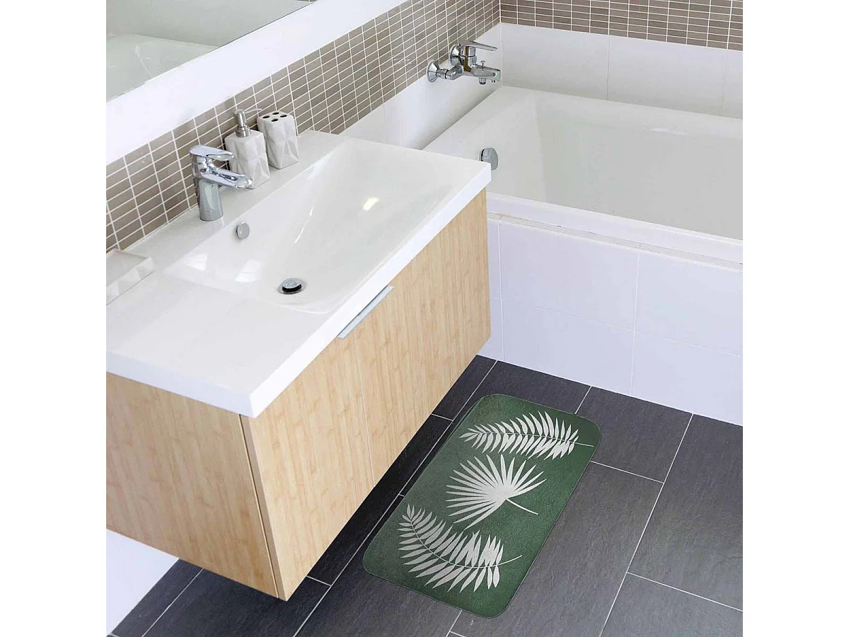 Tapis de Bain Imprimé "Jungly" 45x75cm Vert