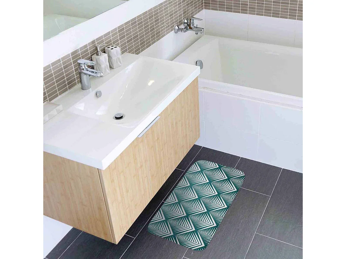 Tapis de Bain Imprimé "Blueart" 45x75cm Bleu