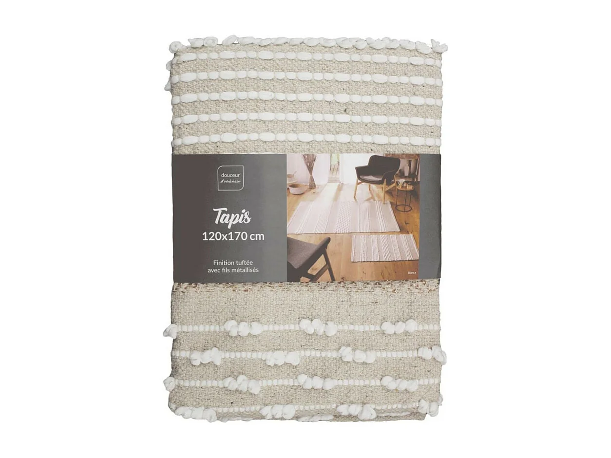 Tapis Déco "Blanca" 120x170cm Naturel & Blanc