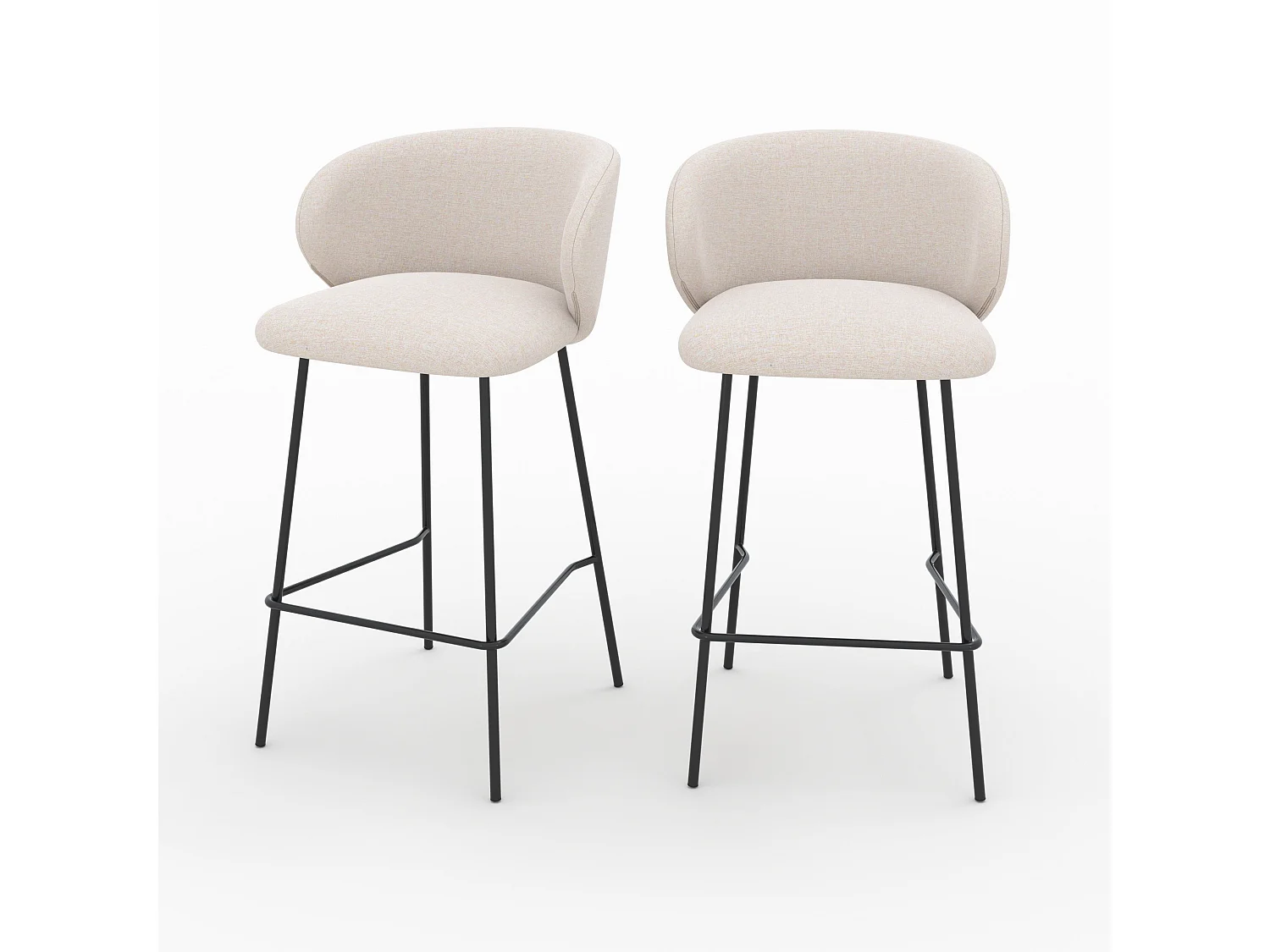 Set di 2 sedie per isola centrale in tessuto beige 68 cm - Victoria