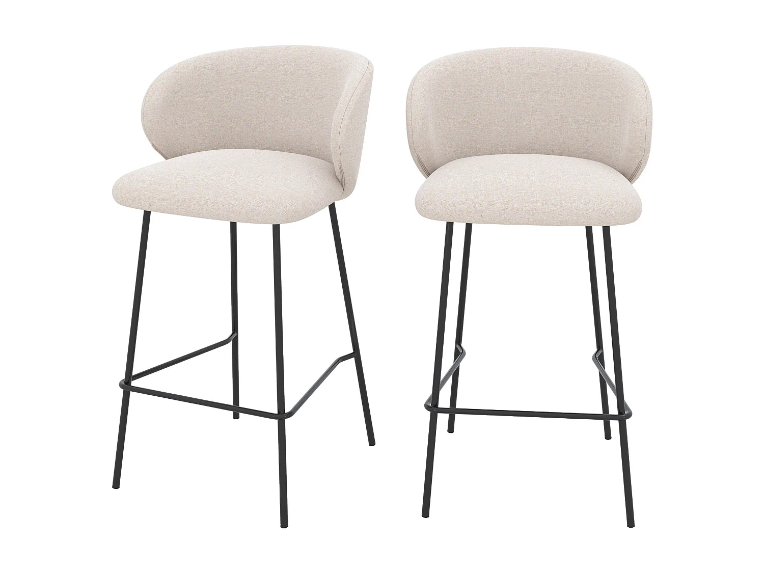 Set de 2 sillas para isla central en tela beige 68 cm - Victoria