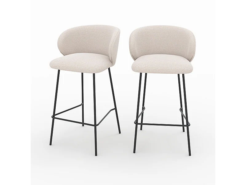 Lot de 2 chaises pour îlot central en tissu beige 68 cm - Victoria