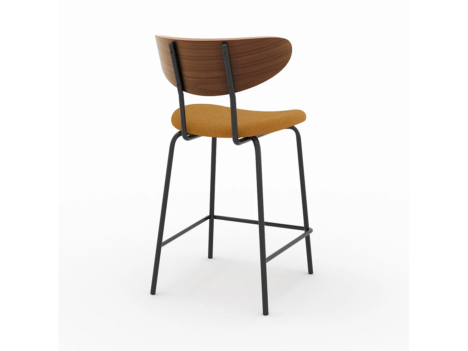 Lot de 2 chaises pour îlot central en velours côtelé jaune 64.5 cm - Jade