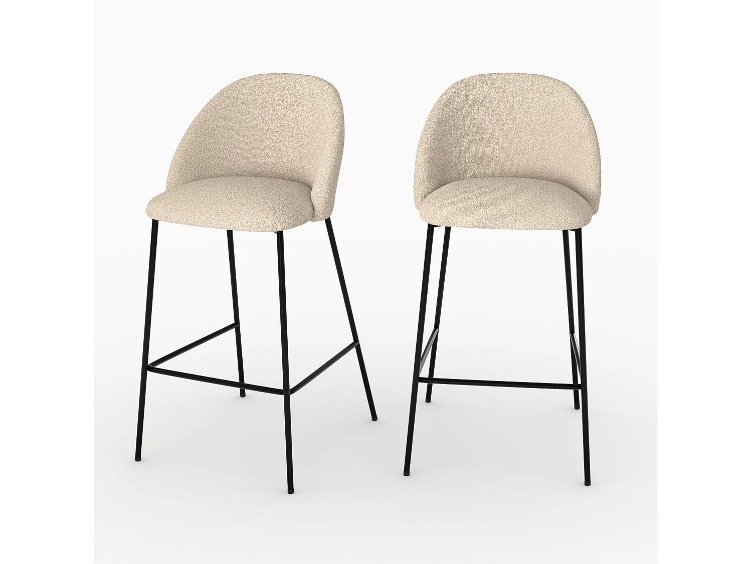 Set de 2 sillas para isla central en tejido bouclé crema - Karl