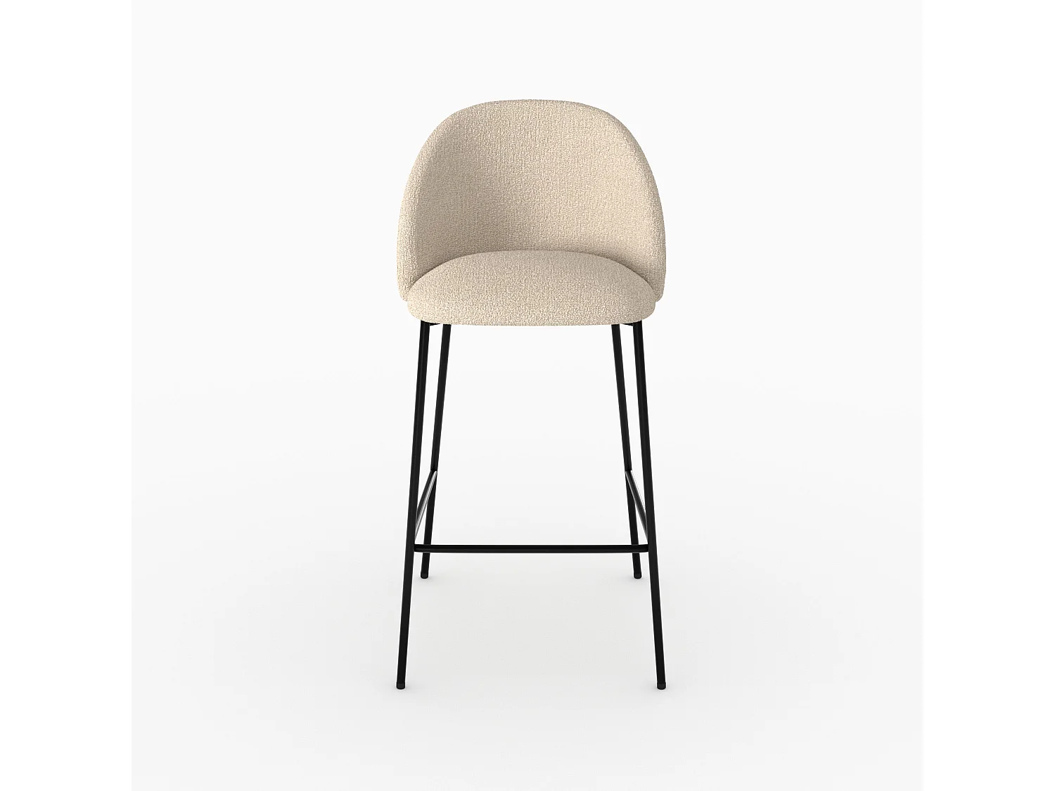 Set di 2 sedie da bar in tessuto bouclé crema - Karl