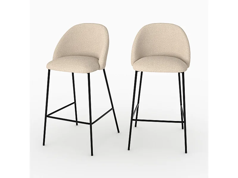 Lot de 2 chaises pour îlot central en tissu bouclé beige 66 cm - Karl