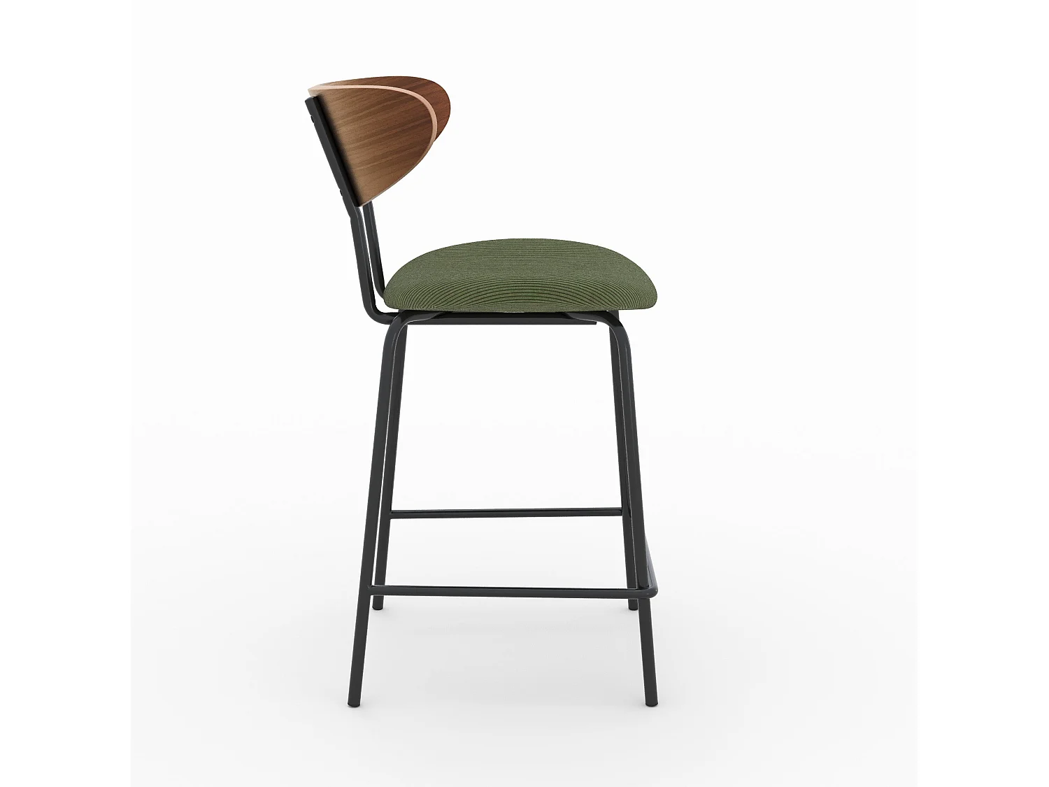 Lot de 2 chaises pour îlot central en velours côtelé kaki 64.5 cm - Jade