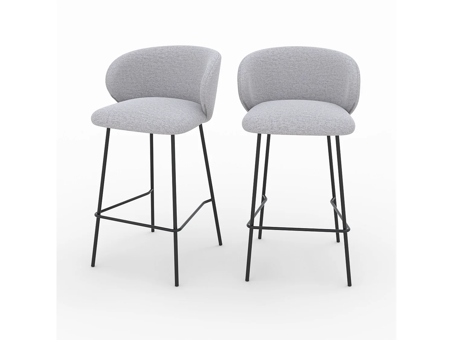 Set de 2 sillas para isla central en tela gris claro 68 cm - Victoria