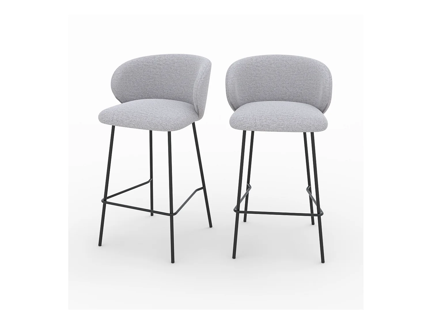 Set di 2 sedie per isola centrale in tessuto grigio chiaro 68 cm - Victoria