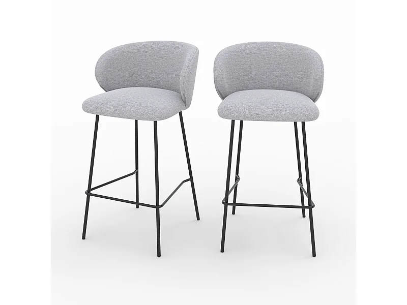 Lot de 2 chaises pour îlot central en tissu gris clair 68 cm - Victoria