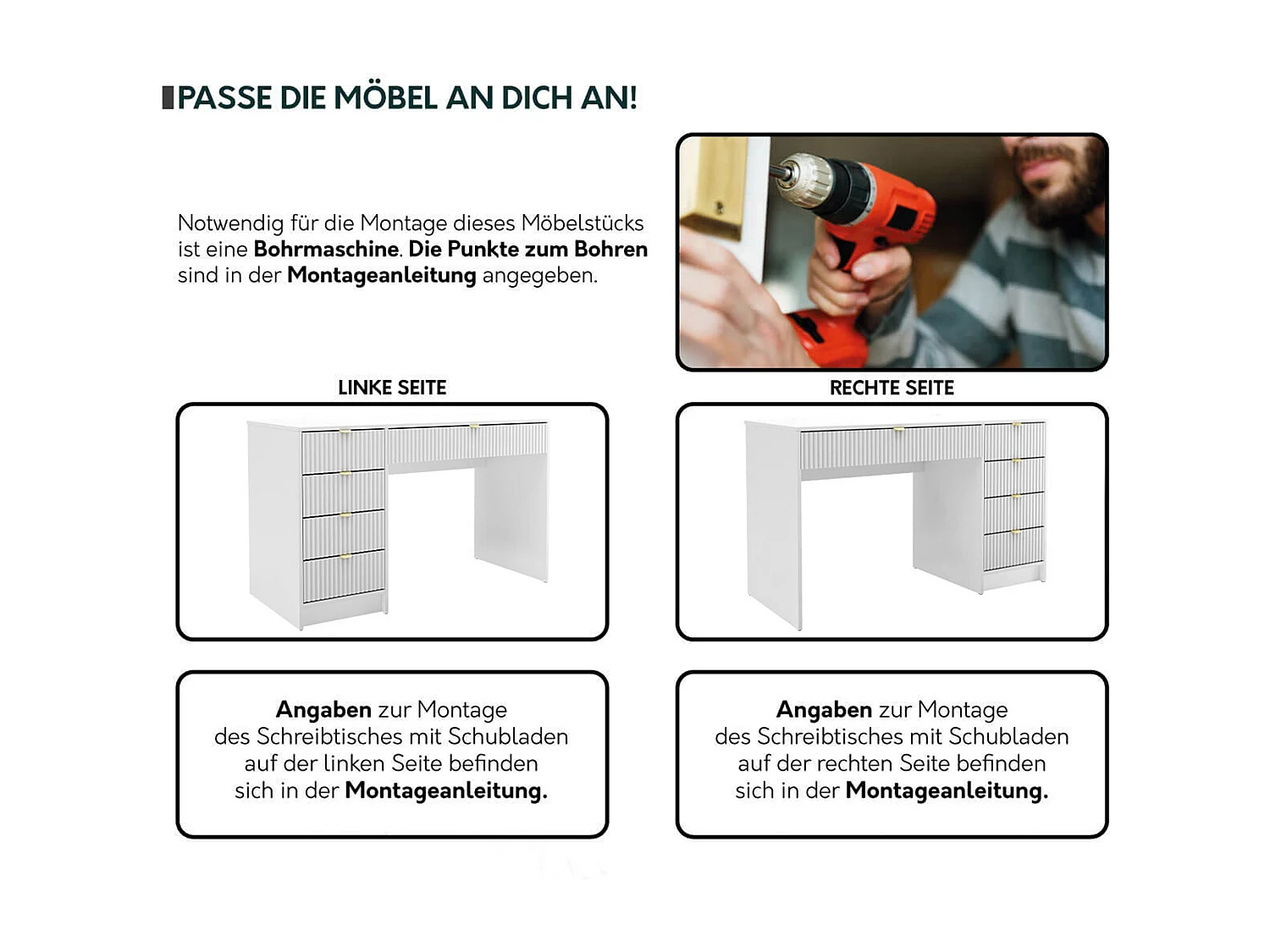 Bureau Comfivo Larmire 100, Avec tiroirs, Nombre de tiroirs: 5, 76x120x55cm, Beige