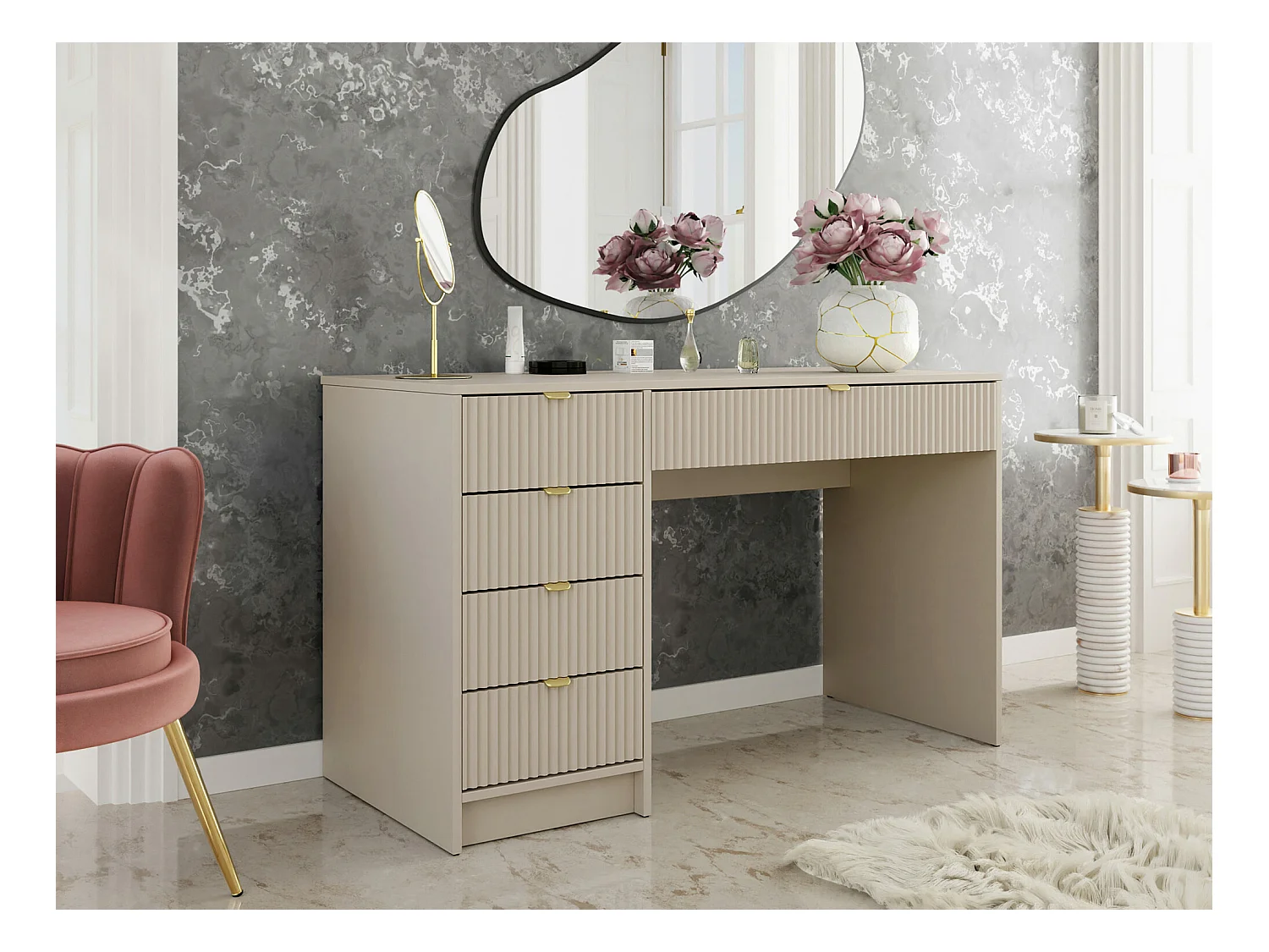 Bureau Comfivo Larmire 100, Avec tiroirs, Nombre de tiroirs: 5, 76x120x55cm, Beige