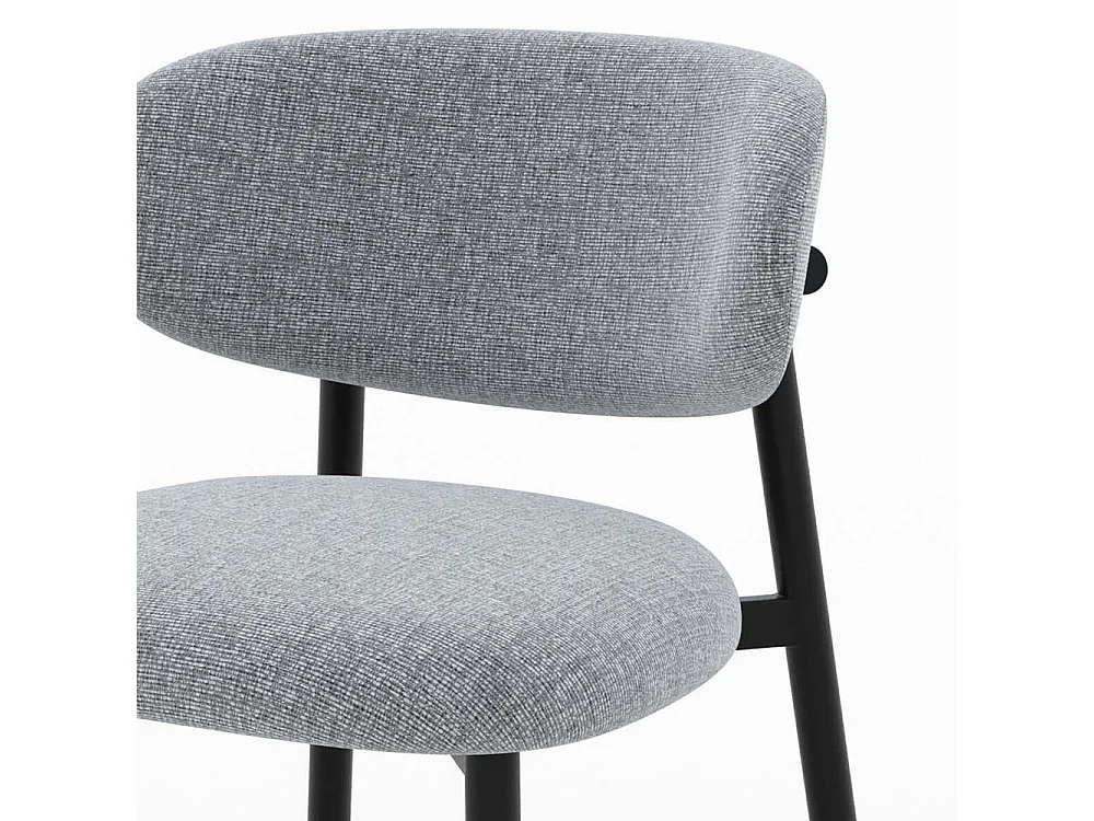 Lot de 2 chaises en tissu gris foncé chiné et pieds en métal noir - Nao