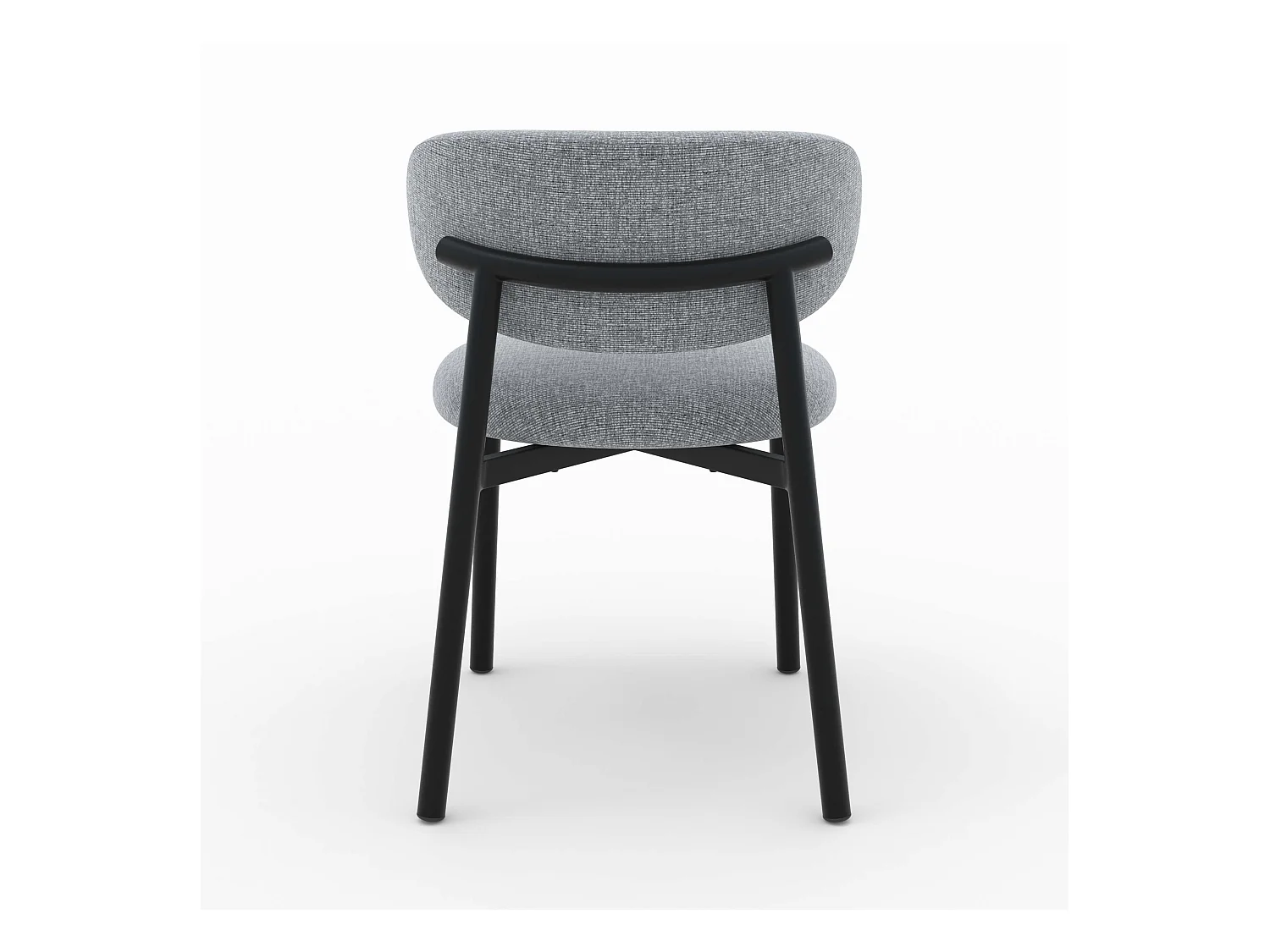 Lot de 2 chaises en tissu gris foncé chiné et pieds en métal noir - Nao