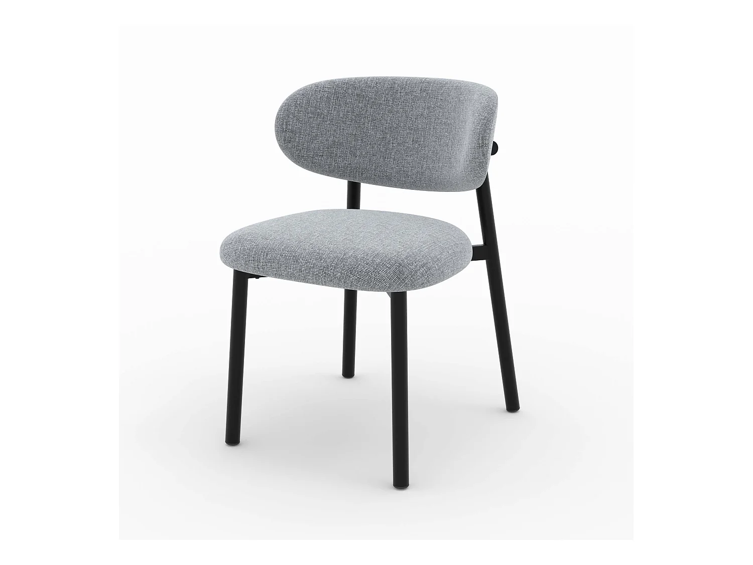 Lot de 2 chaises en tissu gris foncé chiné et pieds en métal noir - Nao