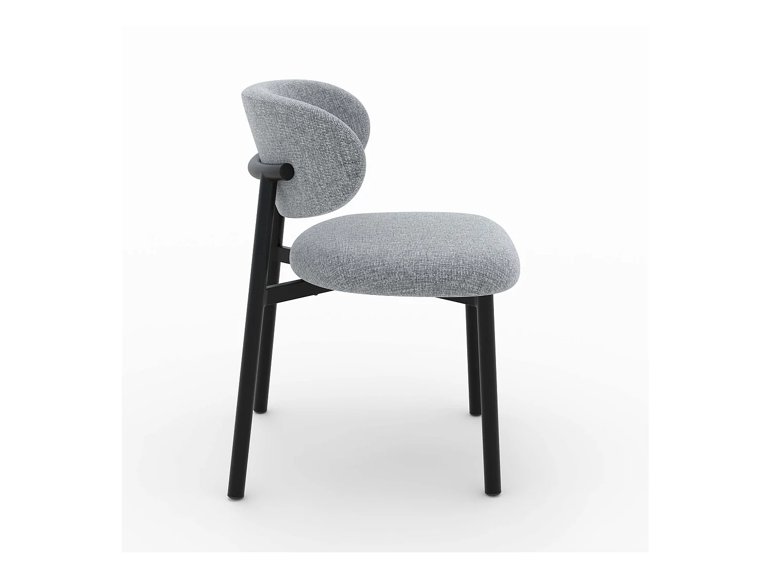 Lot de 2 chaises en tissu gris foncé chiné et pieds en métal noir - Nao