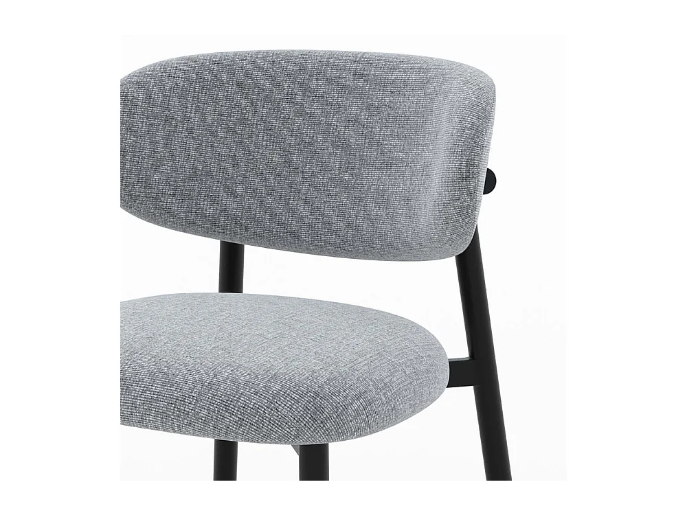 Lot de 2 chaises en tissu gris foncé chiné et pieds en métal noir - Nao