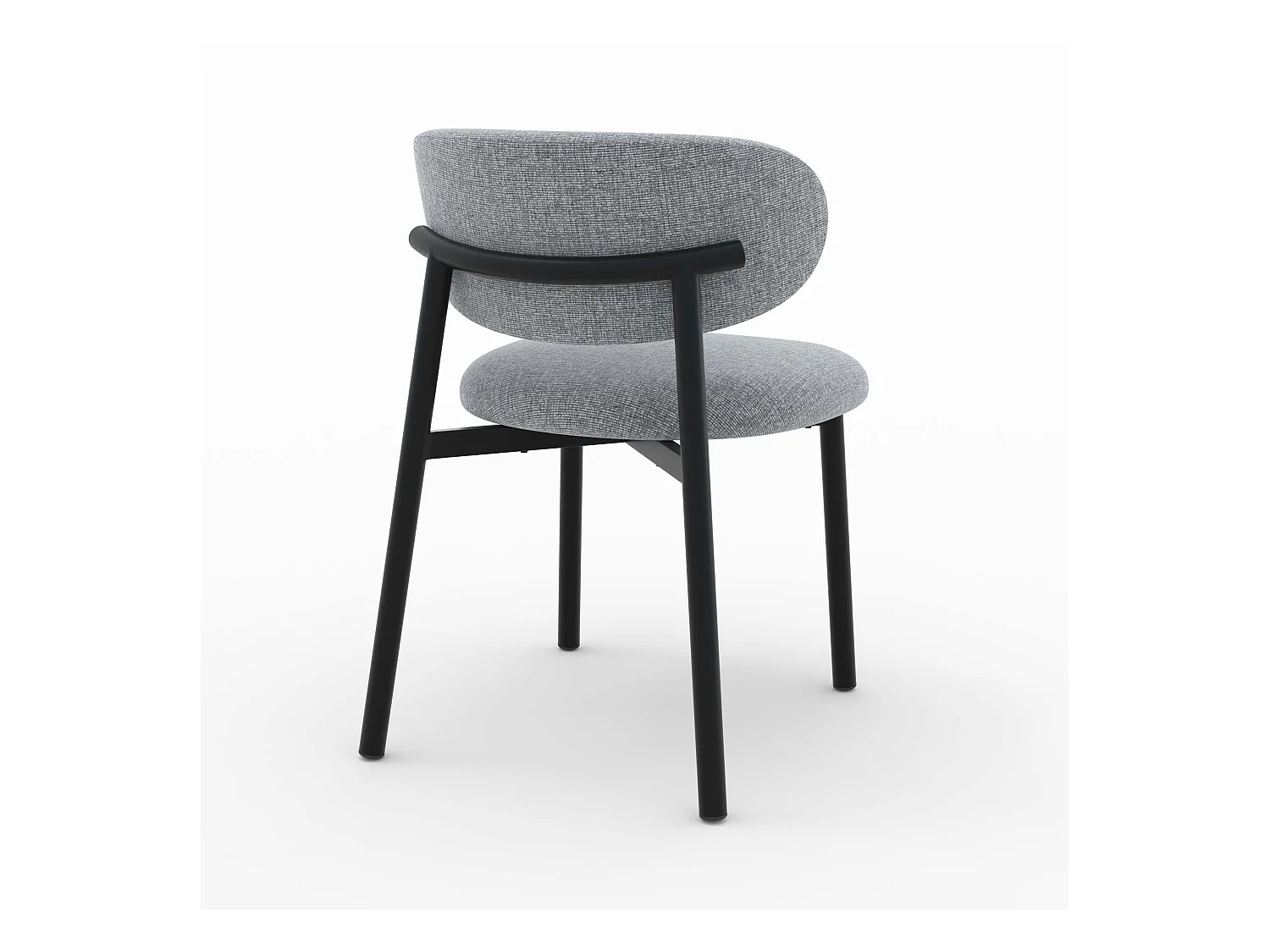 Lot de 2 chaises en tissu gris foncé chiné et pieds en métal noir - Nao