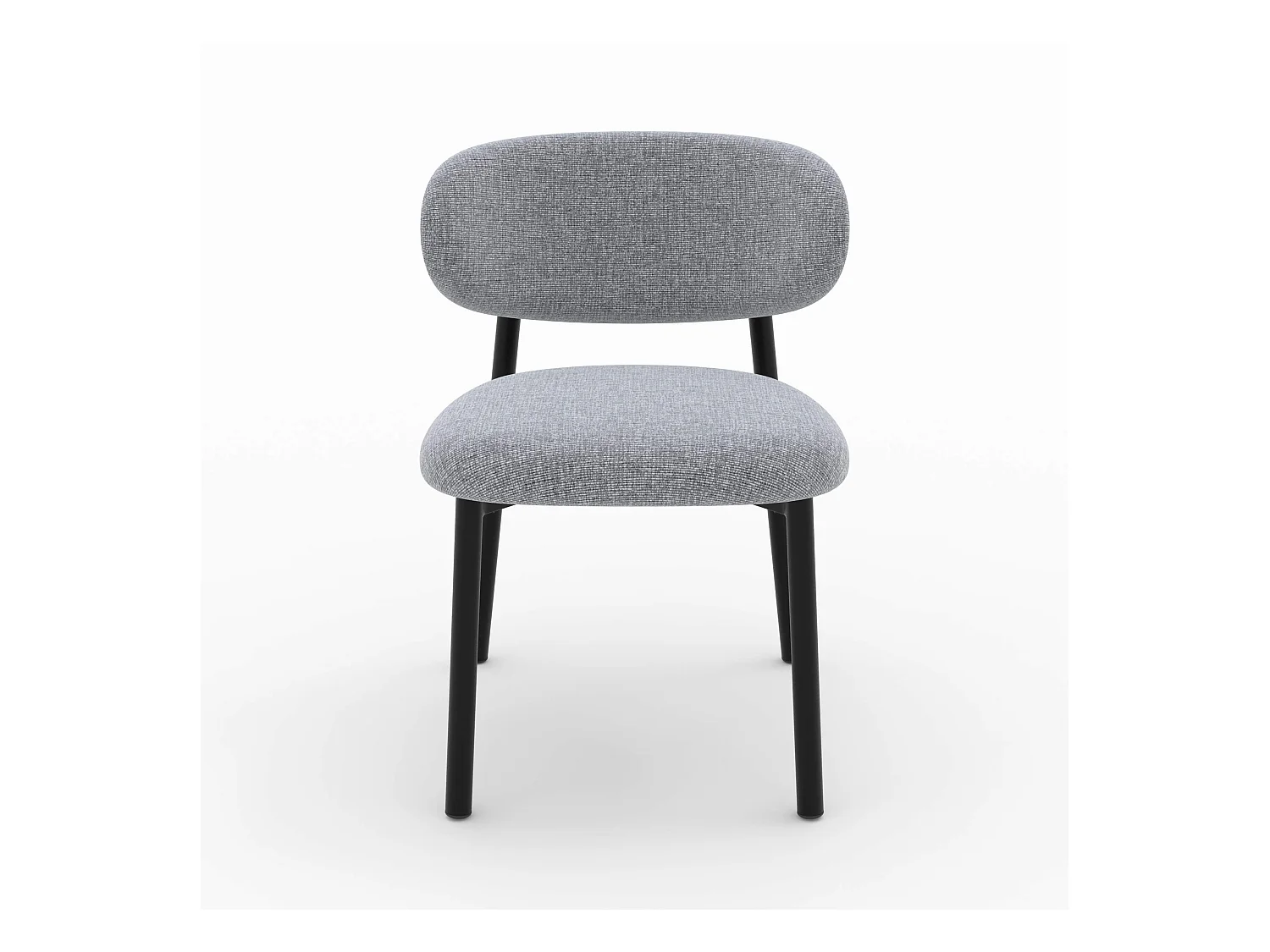Lot de 2 chaises en tissu gris foncé chiné et pieds en métal noir - Nao