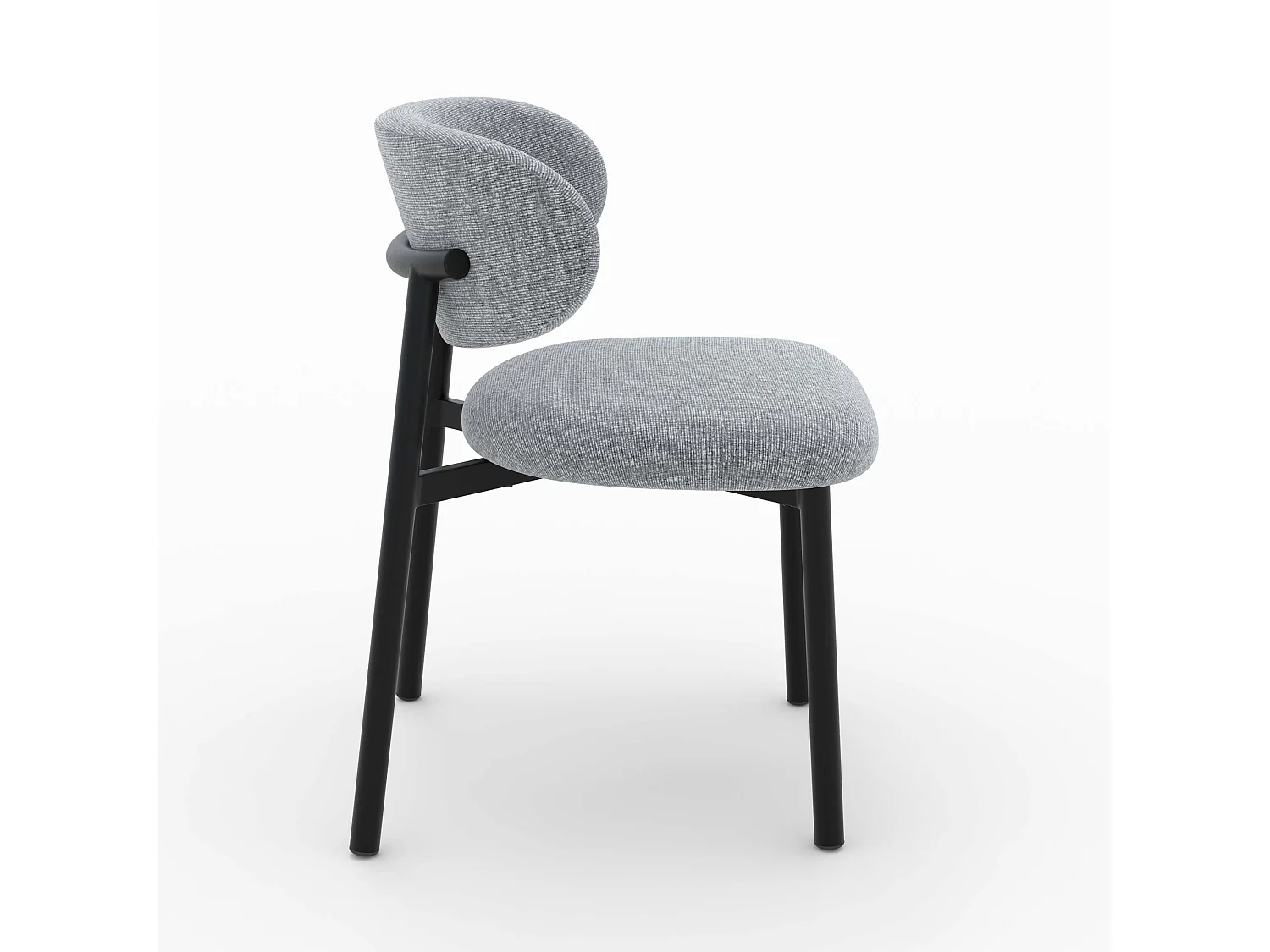 Set di 2 sedie in tessuto grigio scuro mélange e gambe in metallo nero - Nao