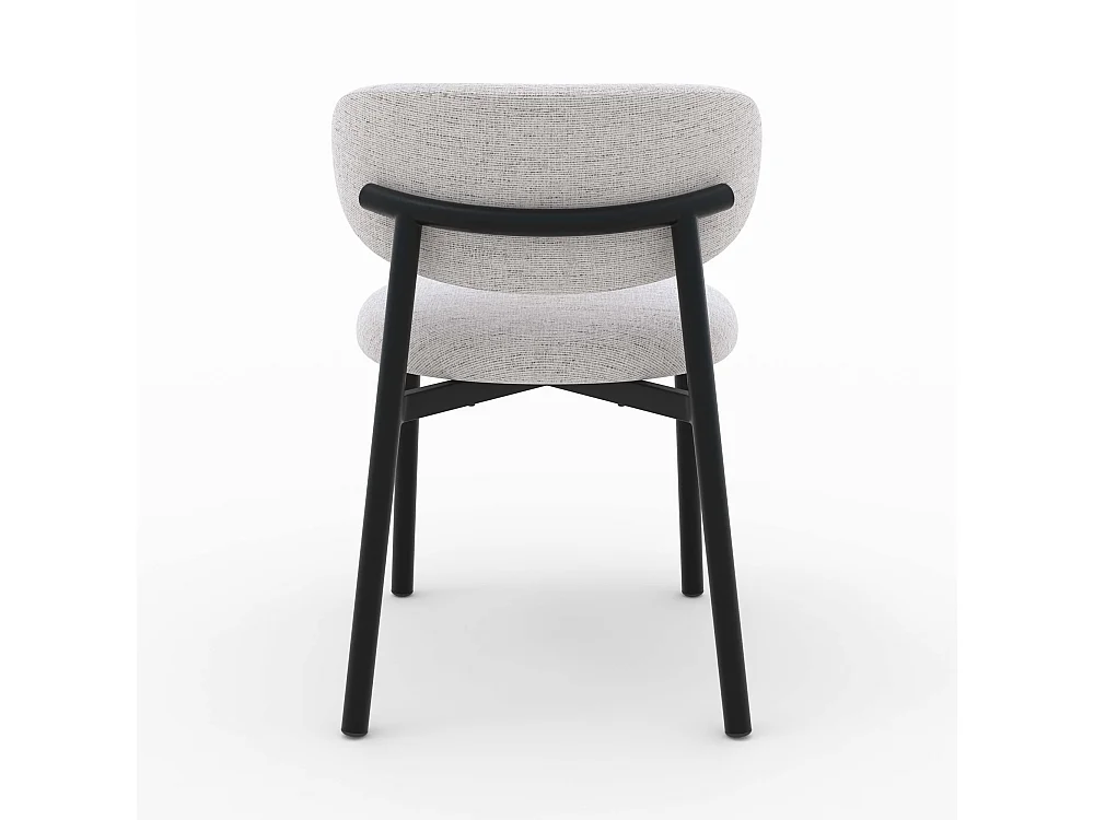 Lot de 2 chaises en tissu gris clair chiné et pieds en métal noir - Nao