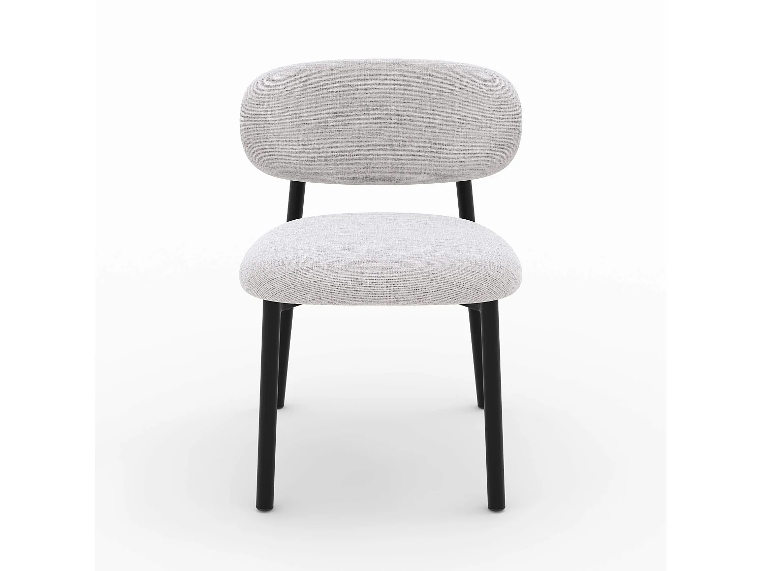Lot de 2 chaises en tissu gris clair chiné et pieds en métal noir - Nao