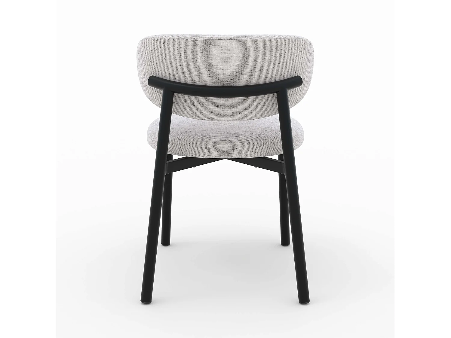 Lot de 2 chaises en tissu gris clair chiné et pieds en métal noir - Nao