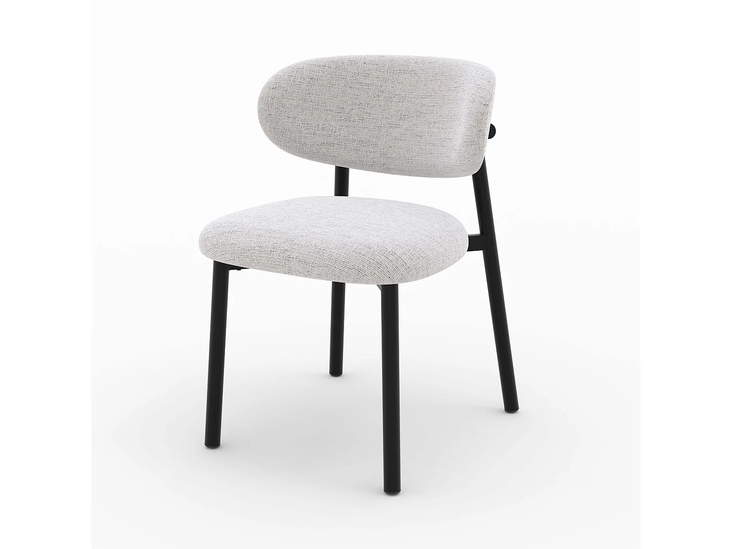 Set di 2 sedie in tessuto grigio chiaro con gambe in metallo nero - Nao