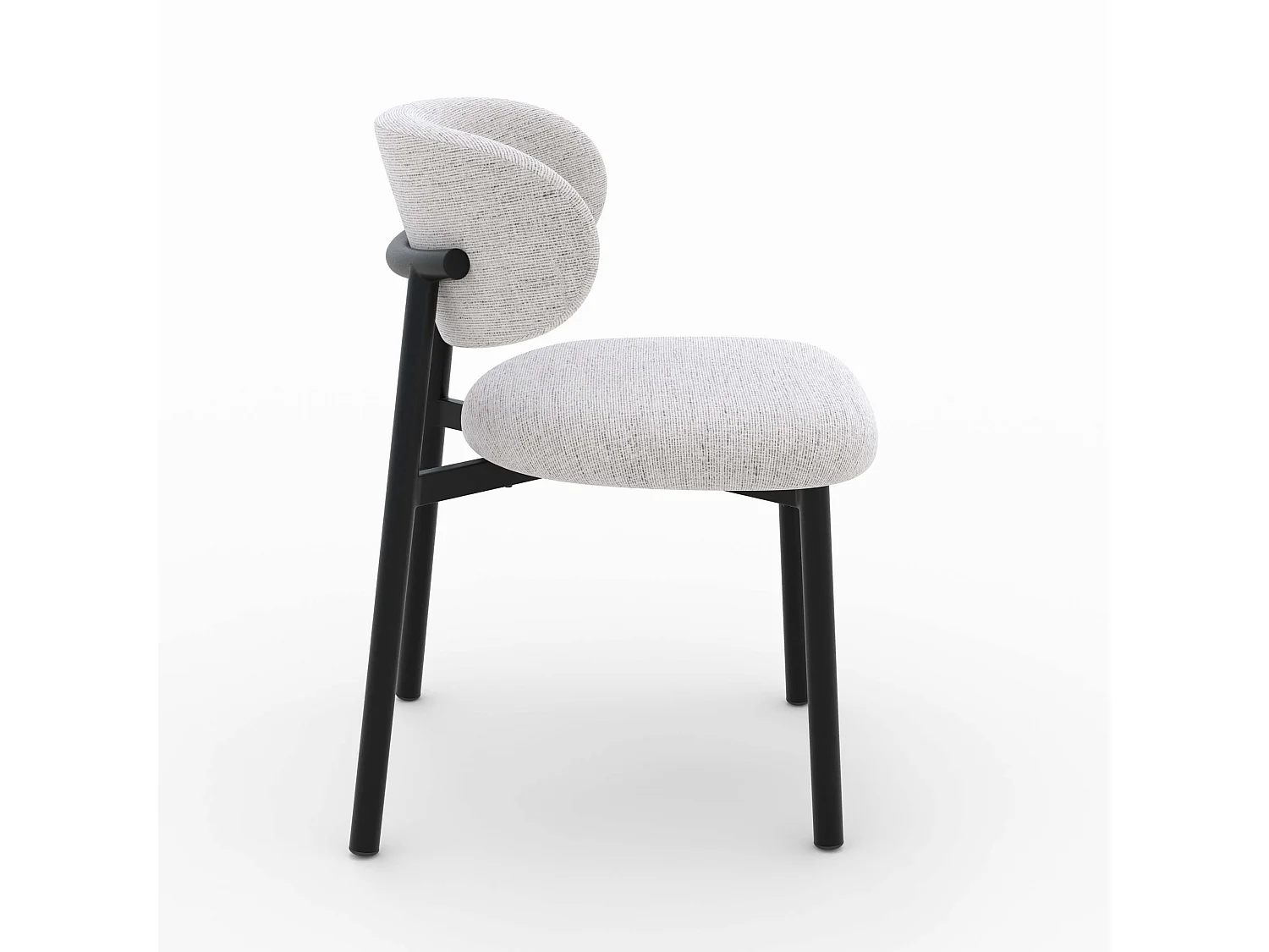 Set di 2 sedie in tessuto grigio chiaro con gambe in metallo nero - Nao