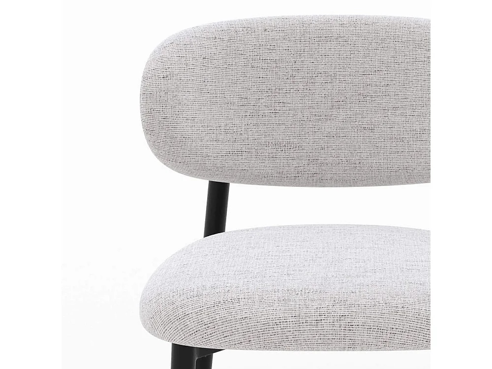 Set di 2 sedie in tessuto grigio chiaro con gambe in metallo nero - Nao