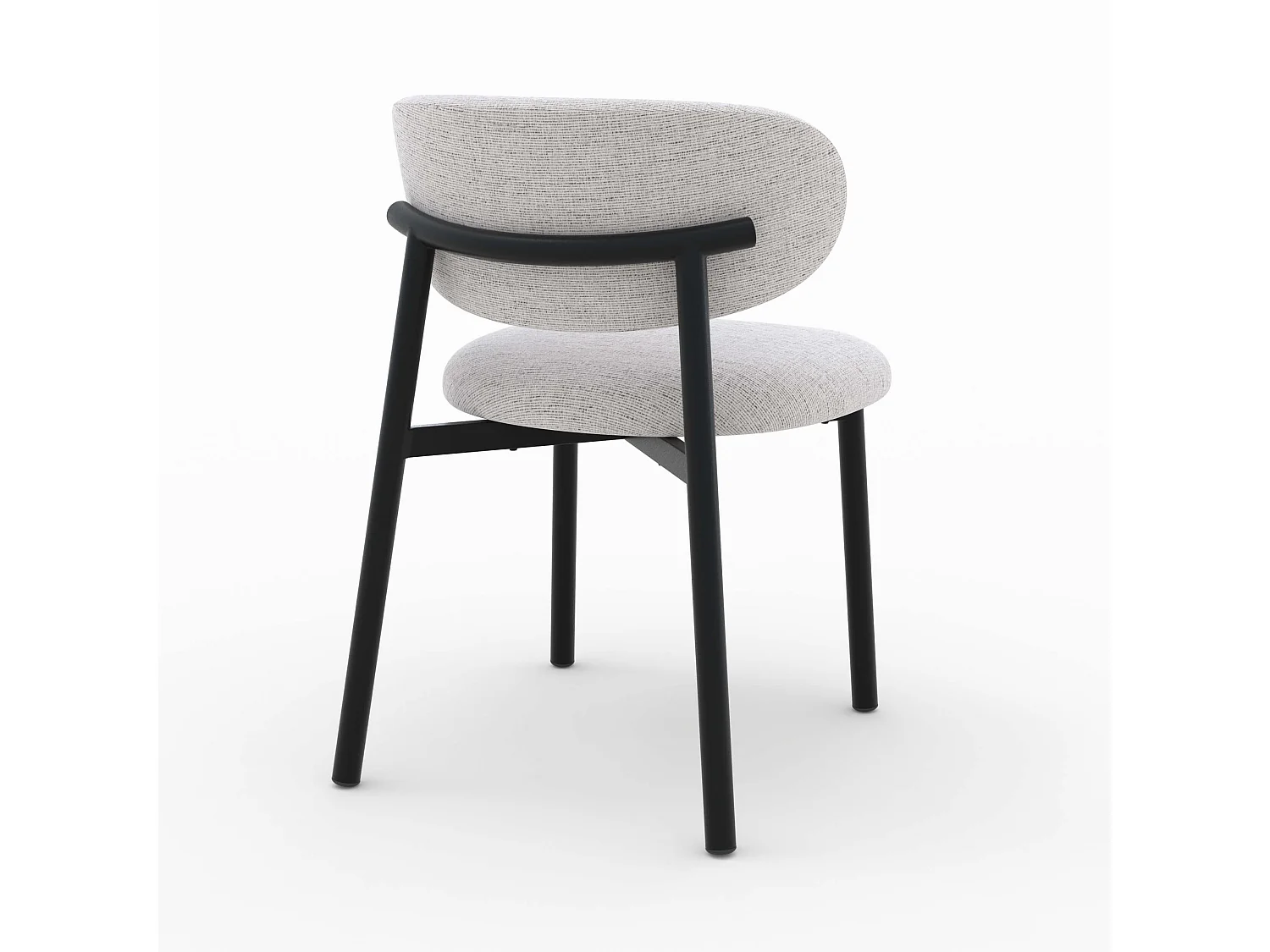 Set di 2 sedie in tessuto grigio chiaro con gambe in metallo nero - Nao