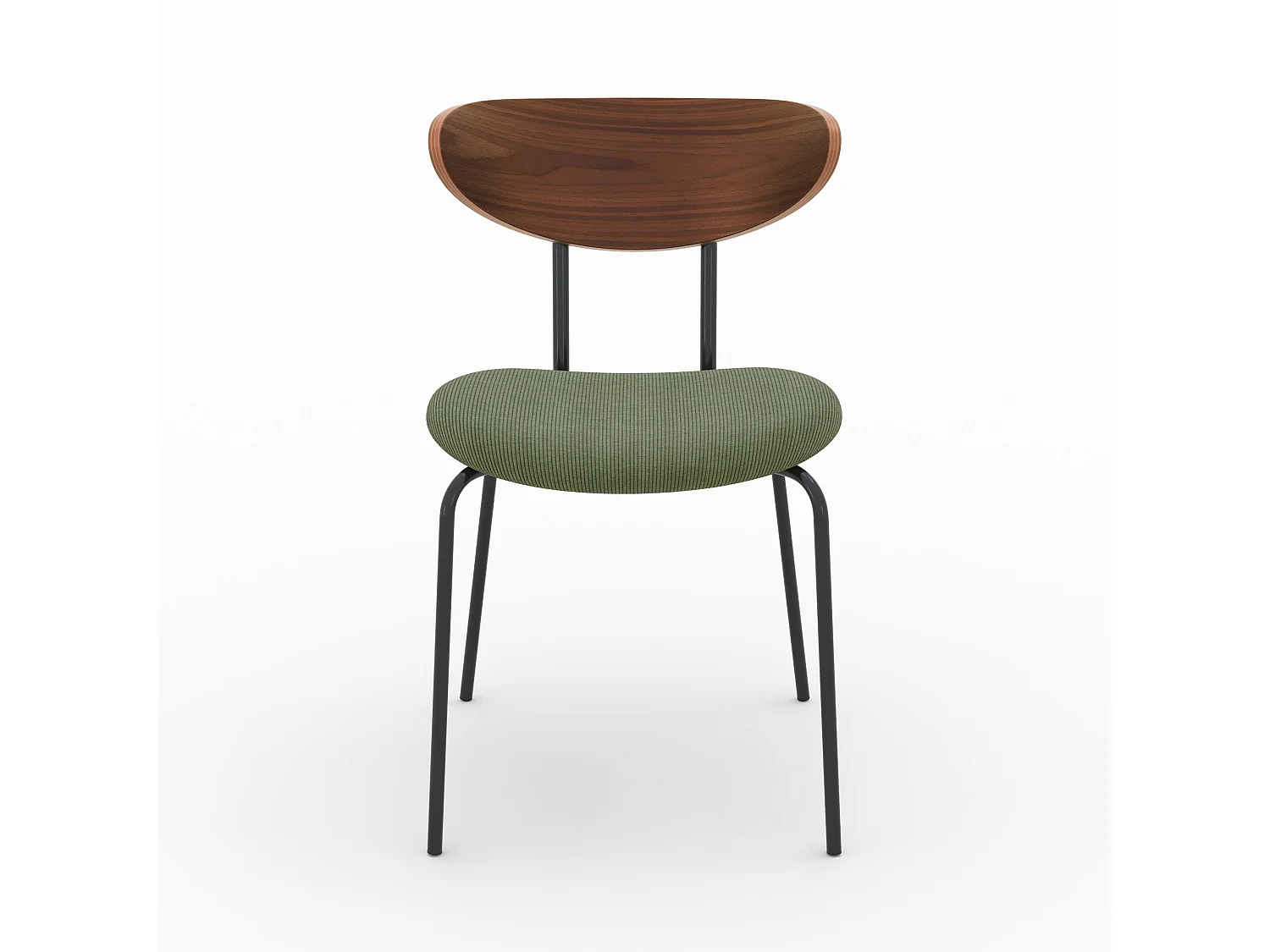 Set di 2 sedie in velluto a coste verde kaki con schienale in noce - Jade