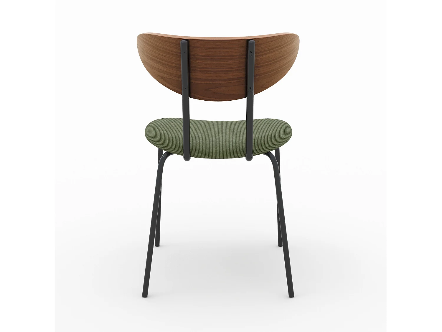 Lot de 2 chaises en velours côtelé vert kaki et dossier en noyer - Jade