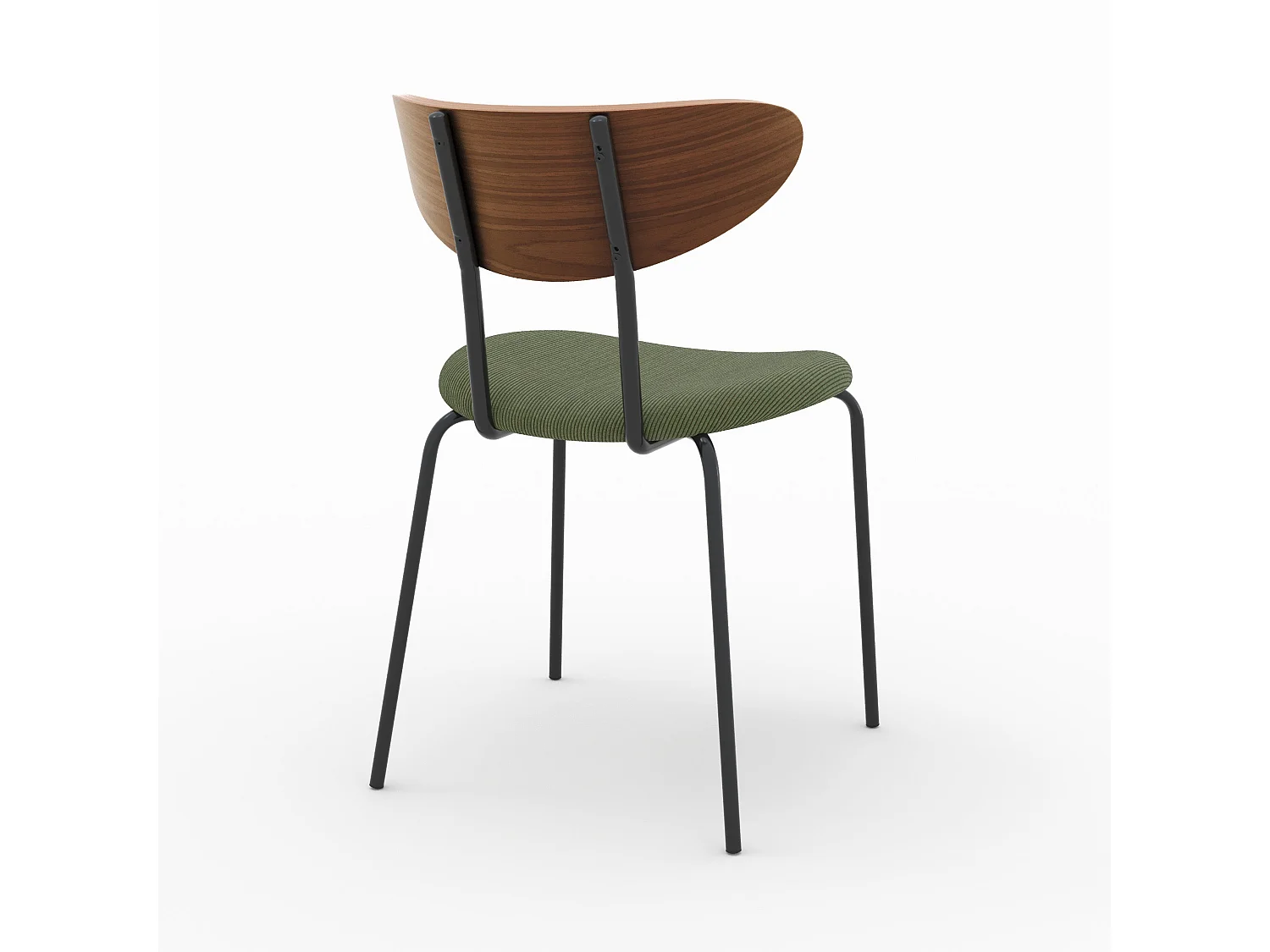 Set di 2 sedie in velluto a coste verde kaki con schienale in noce - Jade