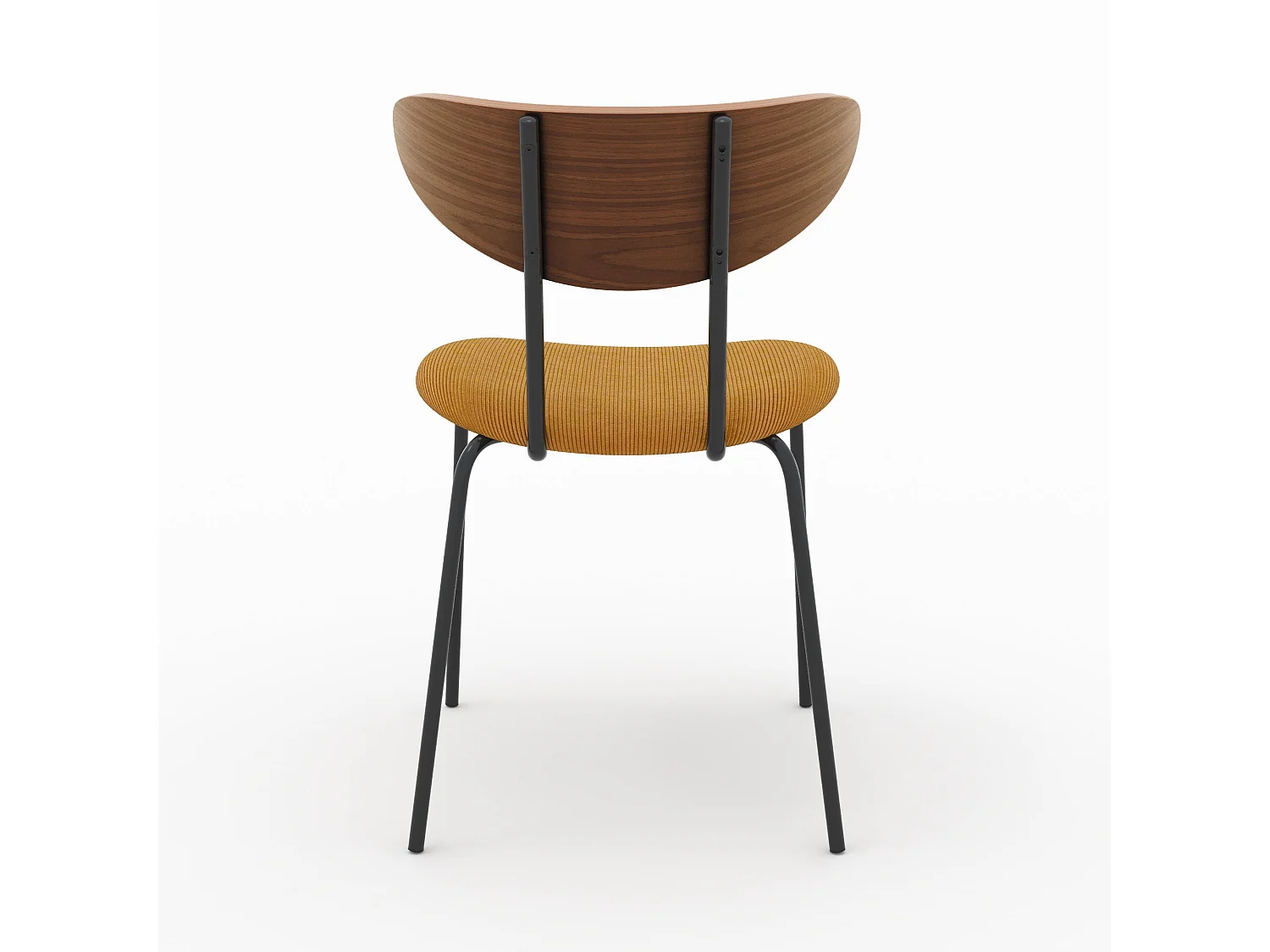 Lot de 2 chaises en velours côtelé jaune moutarde et bois de noyer - Jade