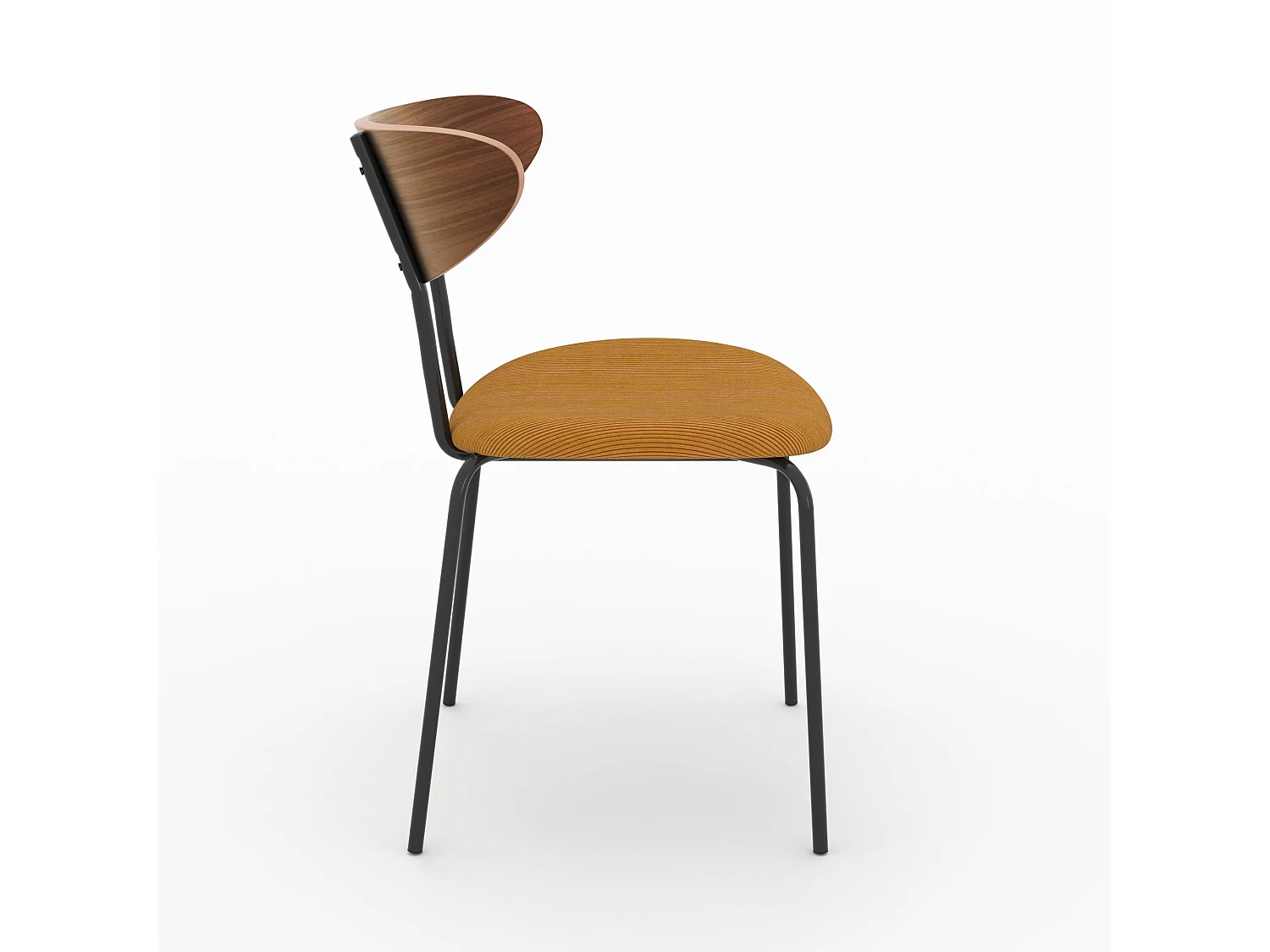 Lot de 2 chaises en velours côtelé jaune moutarde et bois de noyer - Jade