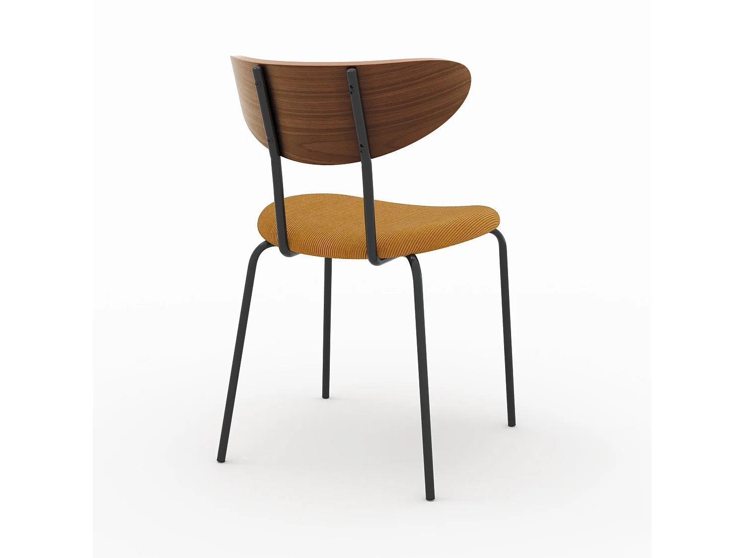 Set di 2 sedie in velluto a coste giallo senape e legno di noce - Jade
